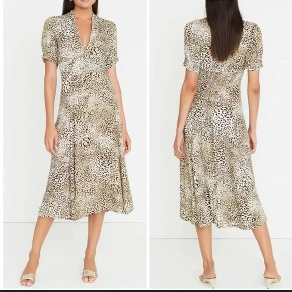 Faithfull the Brand Meadows Midi Dress in Signe Animal Print Size 6 - Picture 1 of 6
